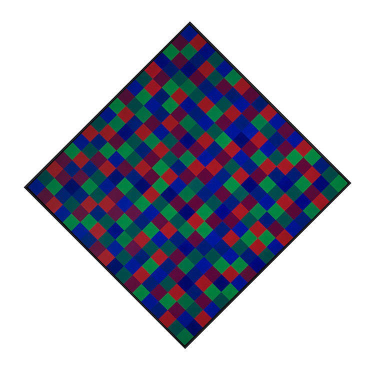 Continuum bleu, rouge, vert et mauve par Guido Molinari