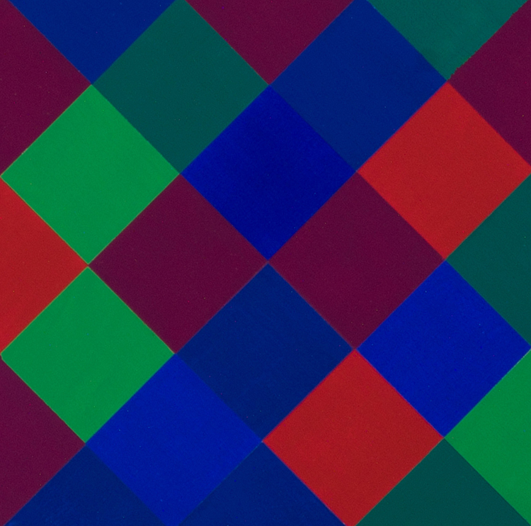 Continuum bleu, rouge, vert et mauve by Guido Molinari