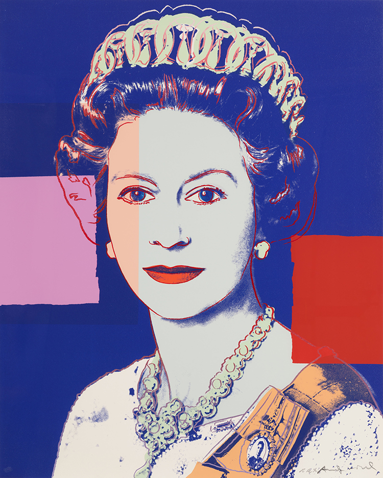 Queen Elizabeth II of the United Kingdom, from Reigning Queens, Royal Edition (F.S.II.337A) par Andy Warhol