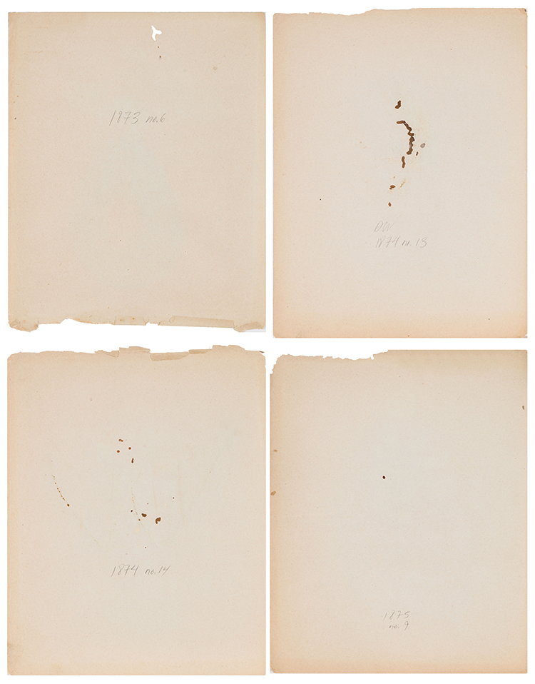 Four works: Series 1873 No. 6; Series 1874, No. 13; Series 1874, No. 14; Series 1875, No. 9 by Darren Waterston
