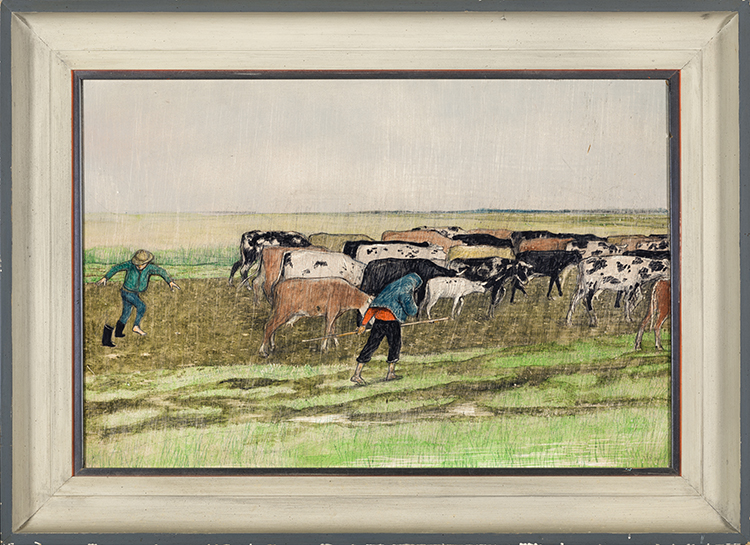 Into Each Cow's Life Some Rain Must Fall by William Kurelek