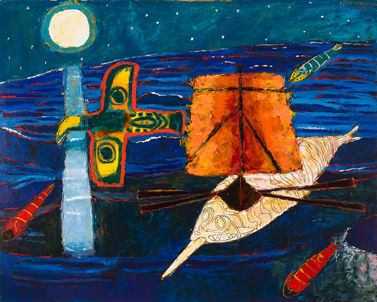 Fire Ship With a Moon Fish par Peter Noel Lawson (Winterhalter) Aspell