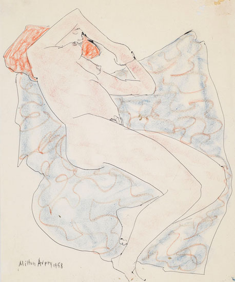 Reclining Nude on Blanket par Milton Avery