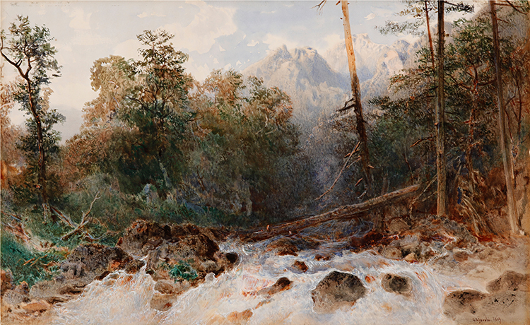 Mountains and Waterfall by Otto Reinhold Jacobi