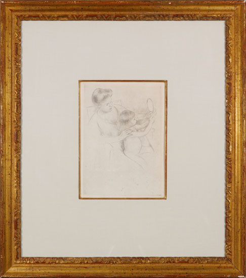 Looking into the Hand Mirror (No. 2) by Mary Cassatt
