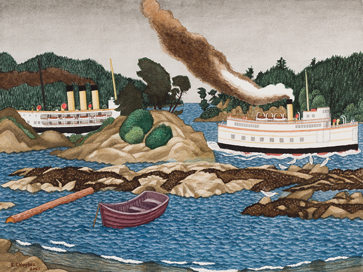 Coastal Boats Near Sidney, BC par Edward John (E.J.) Hughes