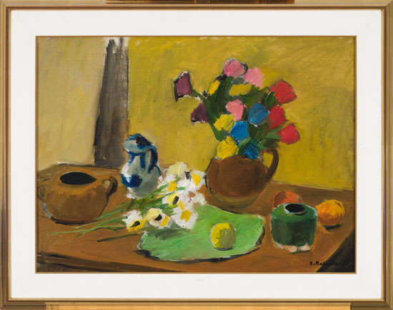 Still Life with Flowers, Jugs and Fruit par William Goodridge Roberts