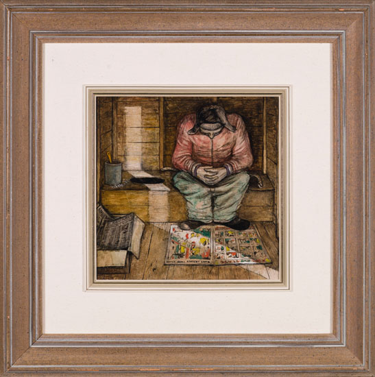 Reading Comics in the Outhouse by William Kurelek