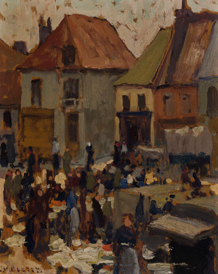 Market Scene par John William (J.W.) Beatty