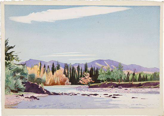 Bow River in Fall par Walter Joseph (W.J.) Phillips