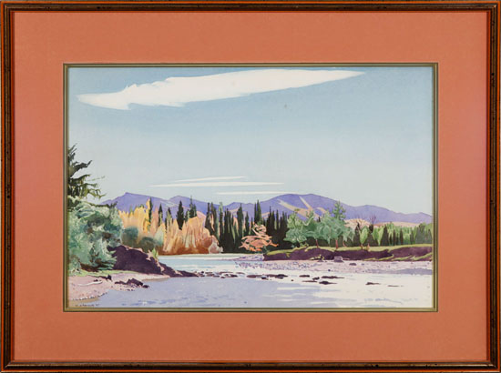 Bow River in Fall par Walter Joseph (W.J.) Phillips