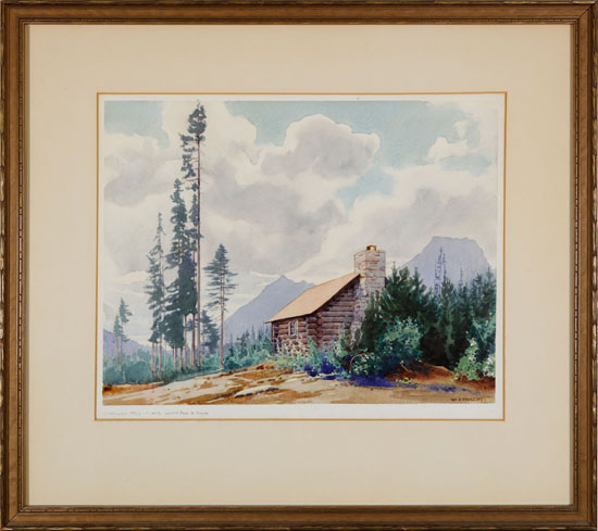 Vermillion Pass Cabin - Mts. Whymper & Boom by Walter Joseph (W.J.) Phillips