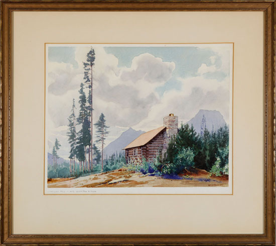 Vermillion Pass Cabin - Mts. Whymper & Boom par Walter Joseph (W.J.) Phillips