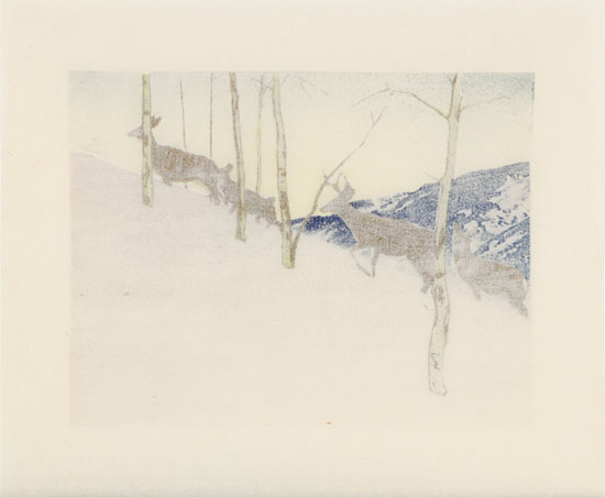 Deer on Hillside par Walter Joseph (W.J.) Phillips