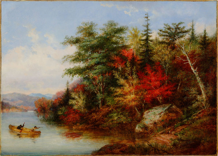 Indians Approaching a Portage & Shooting a Deer (Lake St. Joseph, Quebec) by Cornelius David Krieghoff