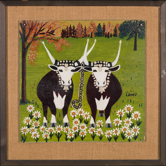 Two Oxen with Daisies by Maud Lewis