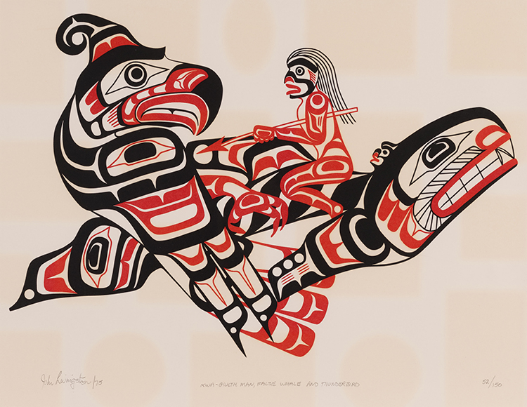 Kwa-Giulth Man, False Whale and Thunderbird by John A. Livingston