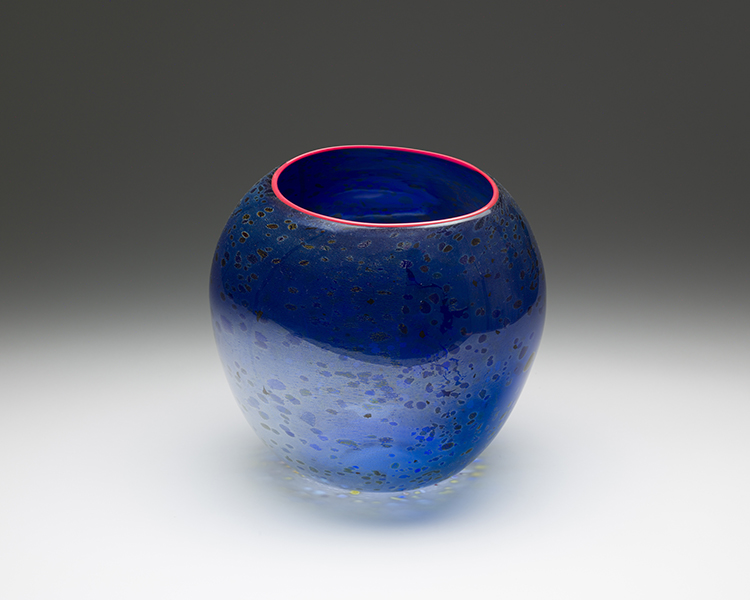 Cobalt Blue Basket with Cadmium Red Lip Wrap by Dale Chihuly