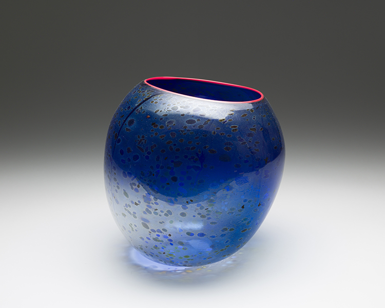 Cobalt Blue Basket with Cadmium Red Lip Wrap by Dale Chihuly