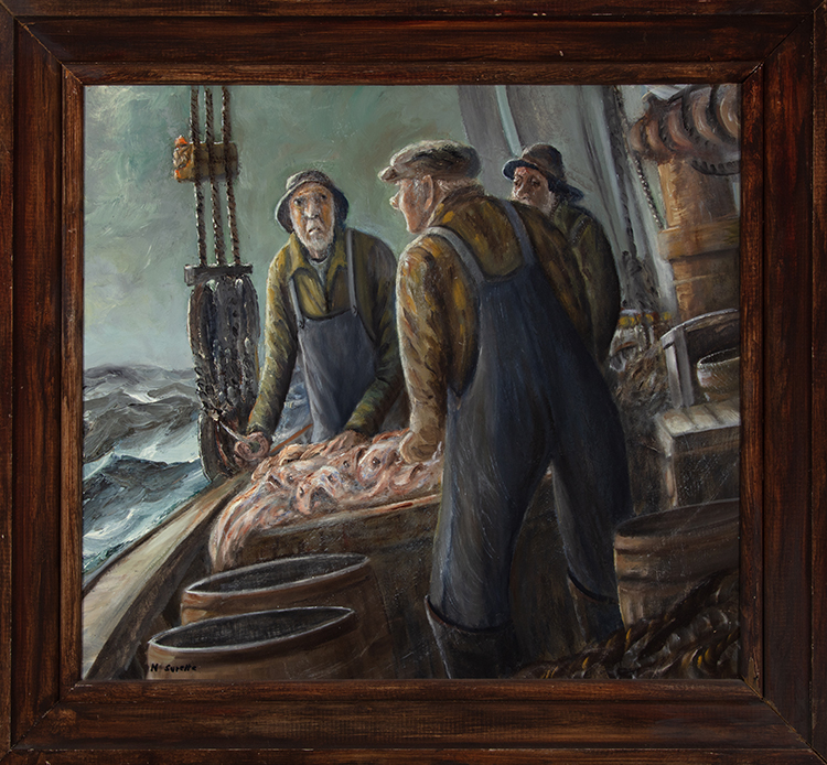 Dressing Fish on Deck of Schooner by Nelson Surette