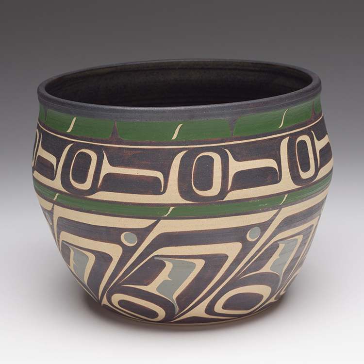 Bowl with Green Design by Judith Cranmer