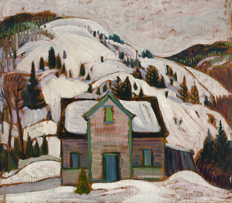 House in Winter / Sketch for Lake at Evening par Anne Douglas Savage