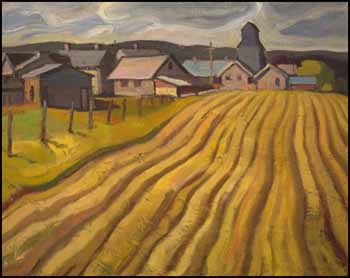 Western Canadian Town - Near Edmonton, Alberta (Farm and Ploughed Fields) by Henry George Glyde vendu pour $13,800