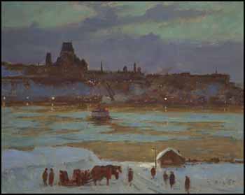 Ferry Cab Stand in Winter, Quebec by Robert Wakeham Pilot sold for $126,500