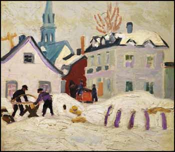 Winter Street Scene by Randolph Stanley Hewton sold for $76,050
