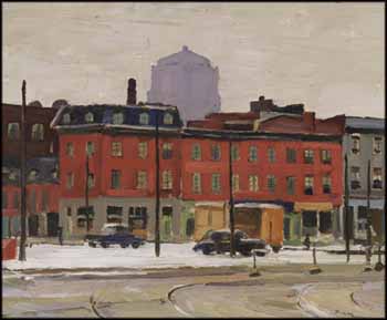 Buildings, North Side, Chaboillez Square, Montreal by Frederick Bourchier Taylor sold for $5,310