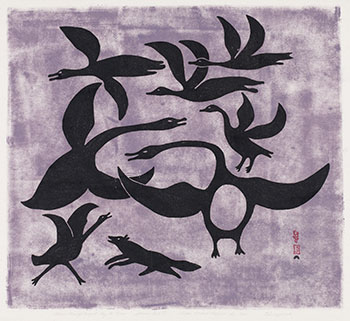 Geese Frightened by a Fox by Kenojuak Ashevak sold for $10,000