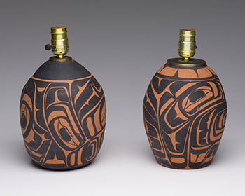 Kwakiutl Lamp Pair by Judith Cranmer sold for $563