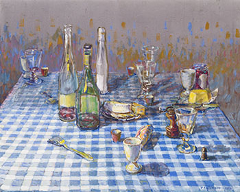 Table with Blue Check Cloth #3 by Joseph Francis (Joe) Plaskett vendu pour $10,625