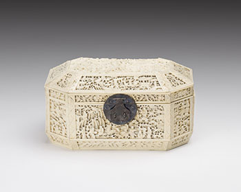 A Chinese Export Ivory Carved Box, Mid-19th Century by  Chinese Export School